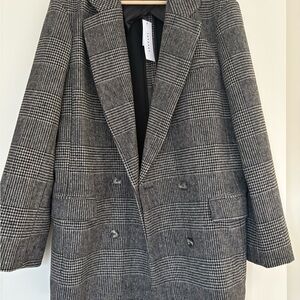Topshop Gray Plaid Blazer Coat